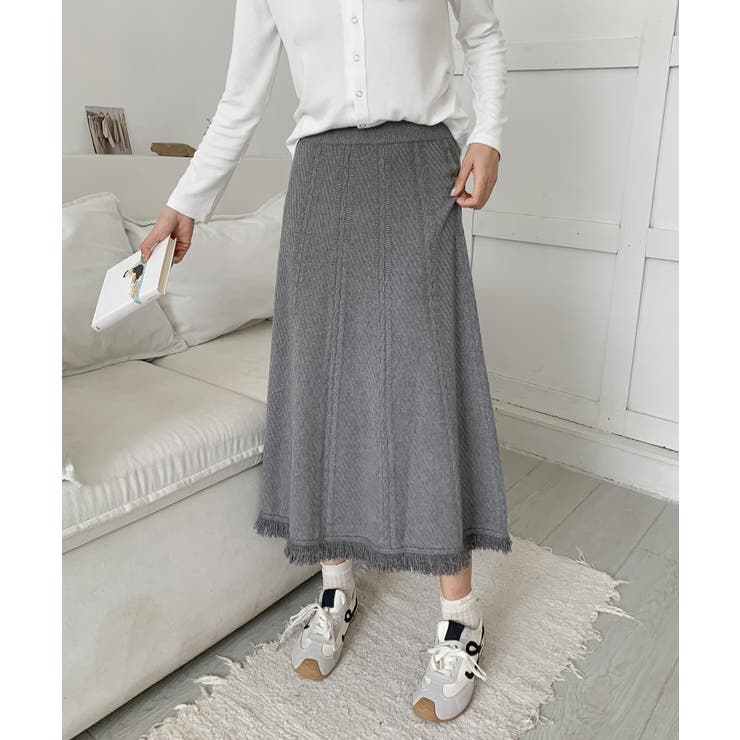 編み柄ニットロングスカート | aimoha  | 詳細画像2 