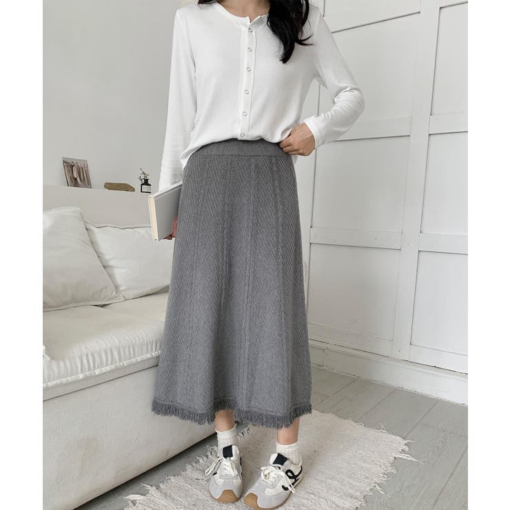 編み柄ニットロングスカート | aimoha  | 詳細画像6 
