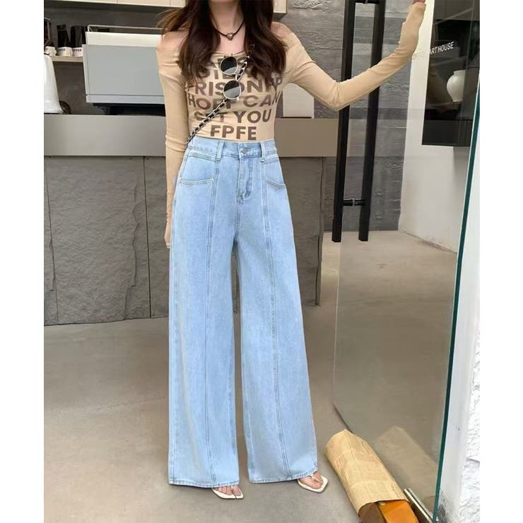 センターライン ワイドデニムパンツ | aimoha  | 詳細画像3 