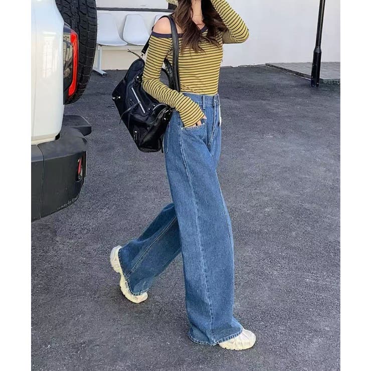 センターライン ワイドデニムパンツ | aimoha  | 詳細画像2 