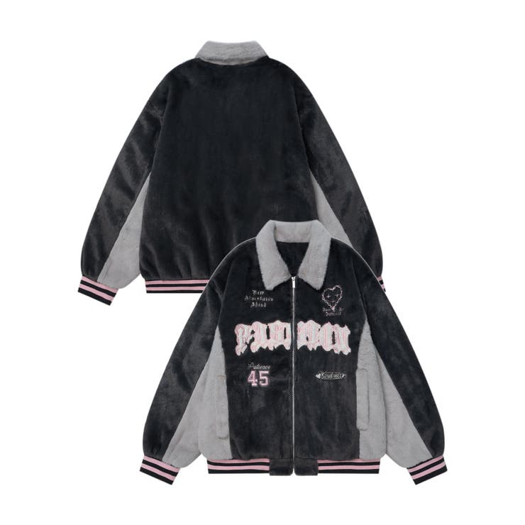 ブラック | 【HOOK】for girls 配色切り替えボアジャケット | HOOK