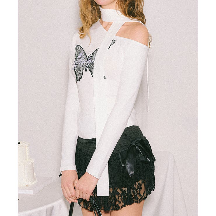 【HOOK】for girls バタフライ刺繍ワンショルダートップス | HOOK | 詳細画像24 