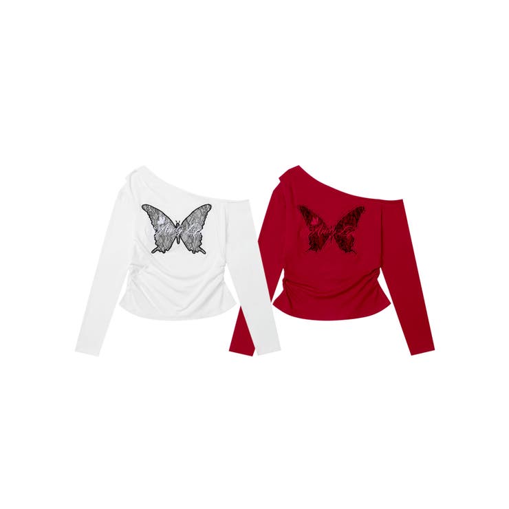 【HOOK】for girls バタフライ刺繍ワンショルダートップス | HOOK | 詳細画像3 