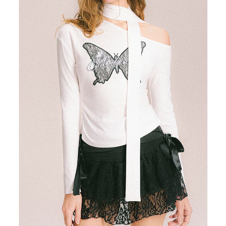 【HOOK】for girls バタフライ刺繍ワンショルダートップス | HOOK | 詳細画像27 