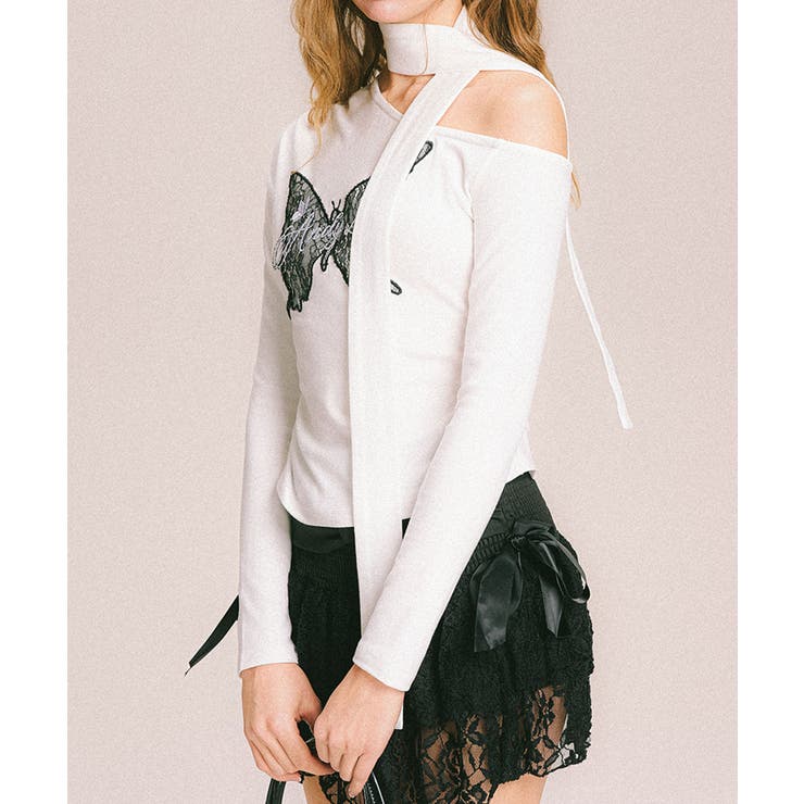 【HOOK】for girls バタフライ刺繍ワンショルダートップス | HOOK | 詳細画像28 