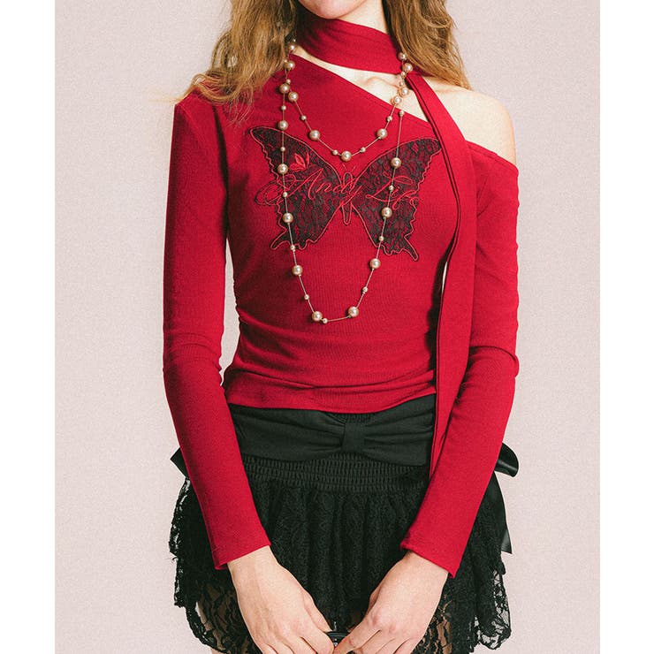 【HOOK】for girls バタフライ刺繍ワンショルダートップス | HOOK | 詳細画像37 