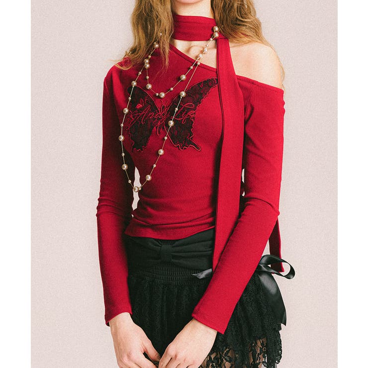 【HOOK】for girls バタフライ刺繍ワンショルダートップス | HOOK | 詳細画像38 