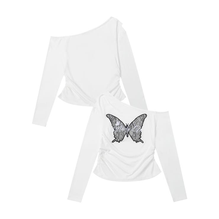 【HOOK】for girls バタフライ刺繍ワンショルダートップス | HOOK | 詳細画像5 