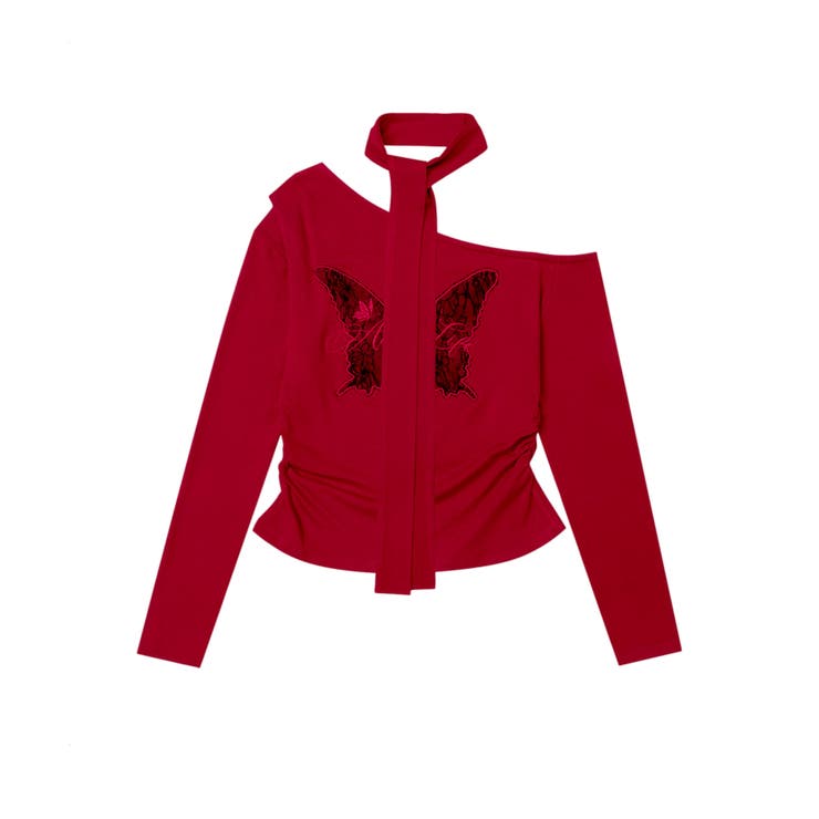 【HOOK】for girls バタフライ刺繍ワンショルダートップス | HOOK | 詳細画像6 