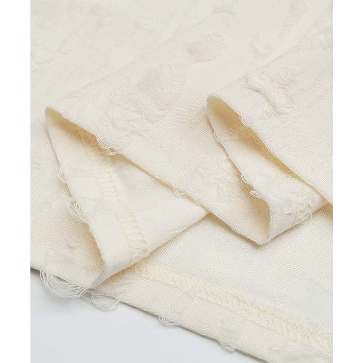 for girls リボンプリントオープンショルダーダメージトップス | HOOK | 詳細画像10 