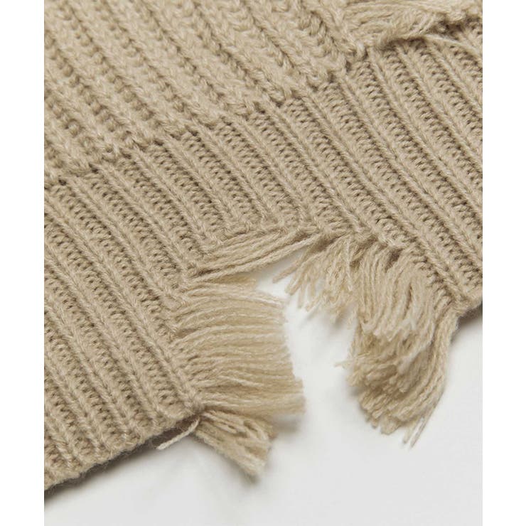 HOOK】for girls バタフライパッチ刺繍ダメージニット【AW