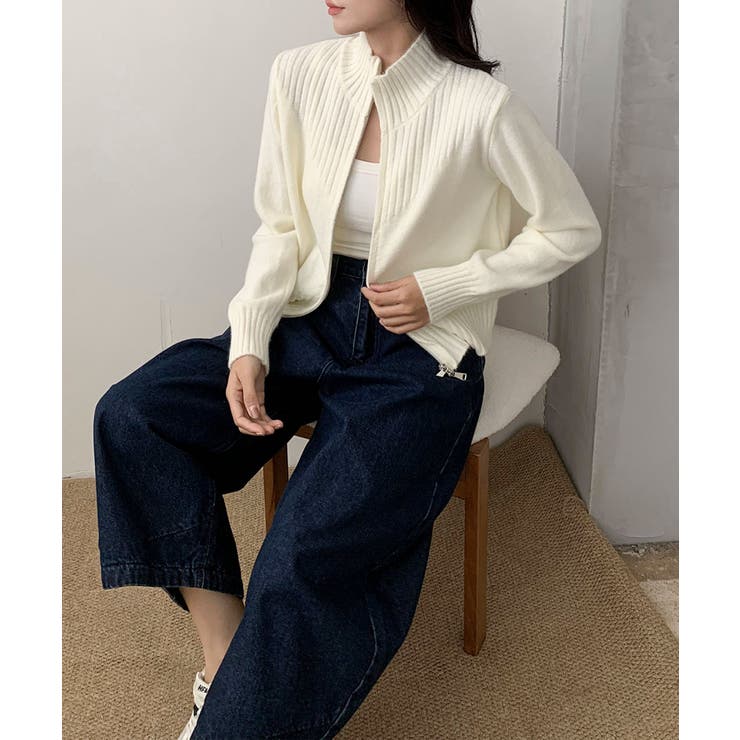 着回し抜群！ハーフジップニットカーディガン | aimoha  | 詳細画像3 