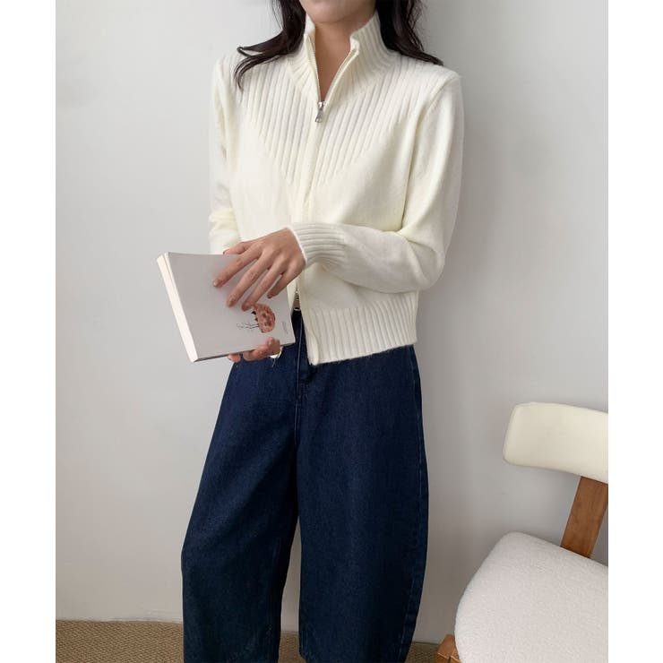 着回し抜群！ハーフジップニットカーディガン | aimoha  | 詳細画像1 