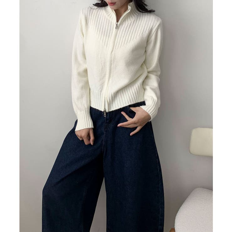 着回し抜群！ハーフジップニットカーディガン | aimoha  | 詳細画像2 