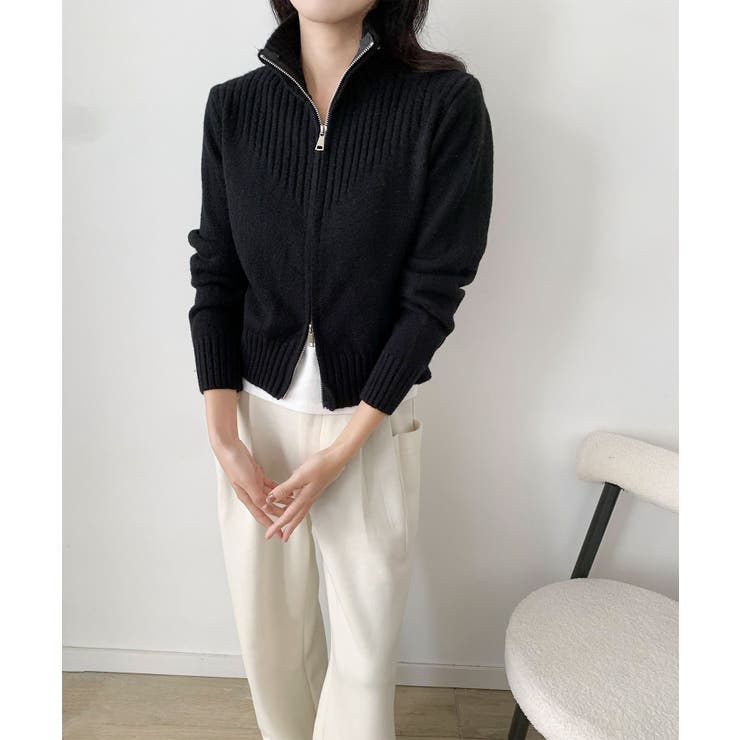 着回し抜群！ハーフジップニットカーディガン | aimoha  | 詳細画像14 