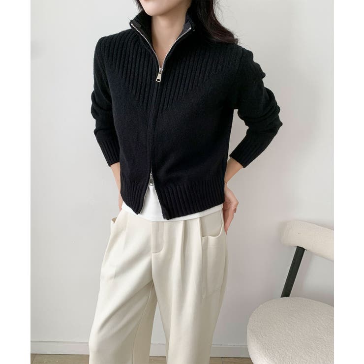 着回し抜群！ハーフジップニットカーディガン | aimoha  | 詳細画像10 