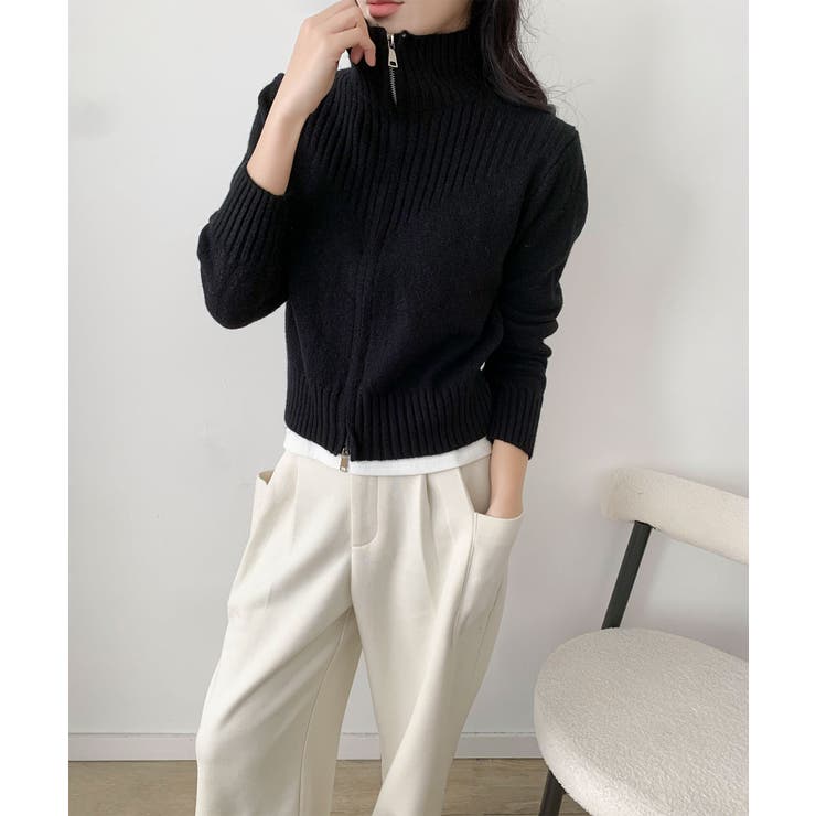 着回し抜群！ハーフジップニットカーディガン | aimoha  | 詳細画像13 