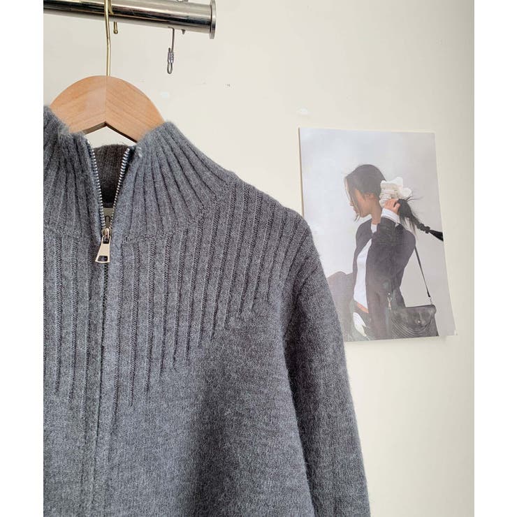 着回し抜群！ハーフジップニットカーディガン | aimoha  | 詳細画像25 