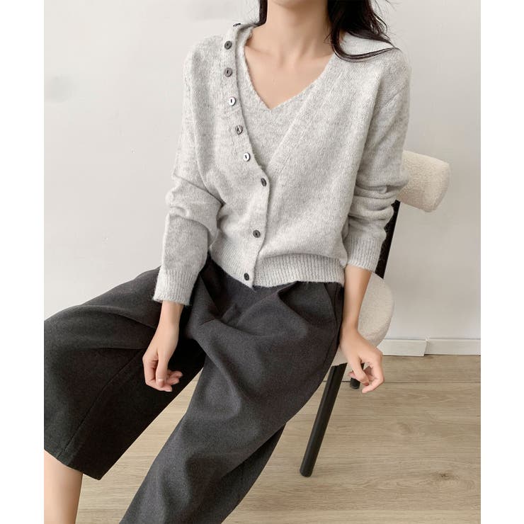 キャミソール付きふんわりニットカーディガンセット アンサンブル | aimoha  | 詳細画像9 