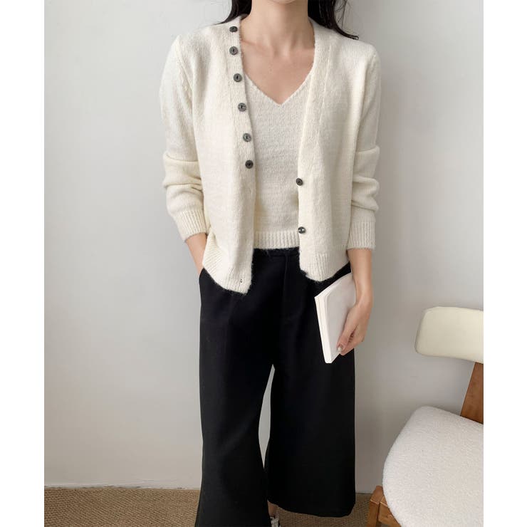 キャミソール付きふんわりニットカーディガンセット アンサンブル | aimoha  | 詳細画像4 