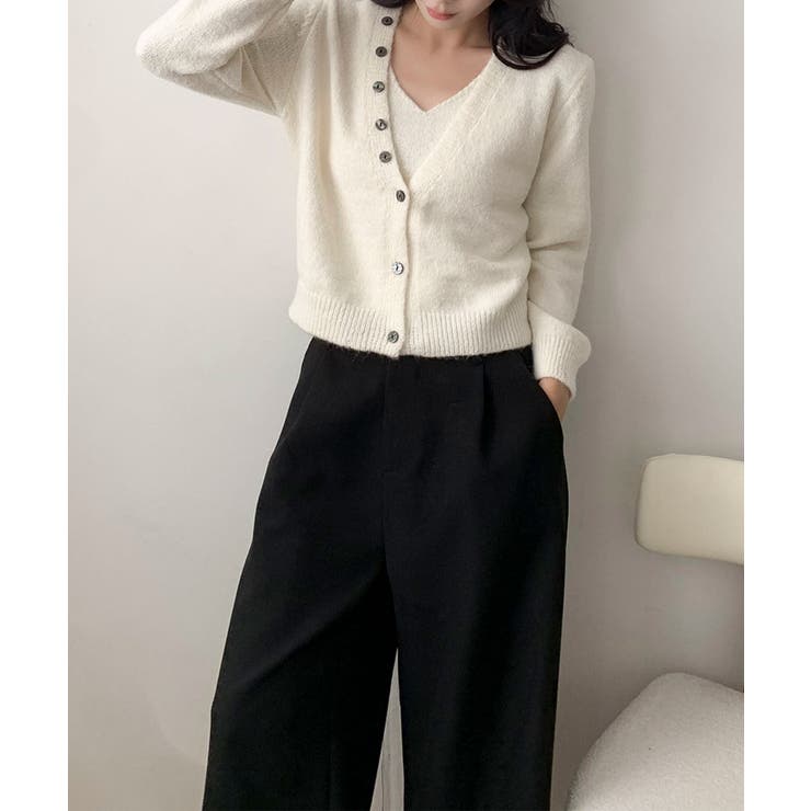 キャミソール付きふんわりニットカーディガンセット アンサンブル | aimoha  | 詳細画像2 