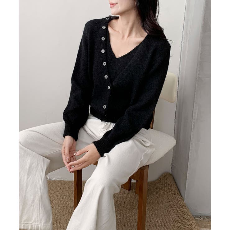 キャミソール付きふんわりニットカーディガンセット アンサンブル | aimoha  | 詳細画像17 