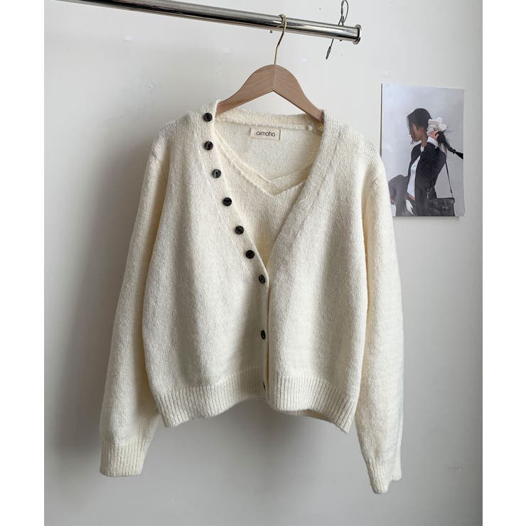 キャミソール付きふんわりニットカーディガンセット アンサンブル | aimoha  | 詳細画像7 