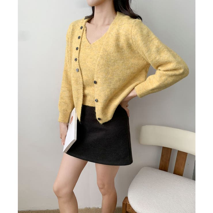 キャミソール付きふんわりニットカーディガンセット アンサンブル | aimoha  | 詳細画像21 