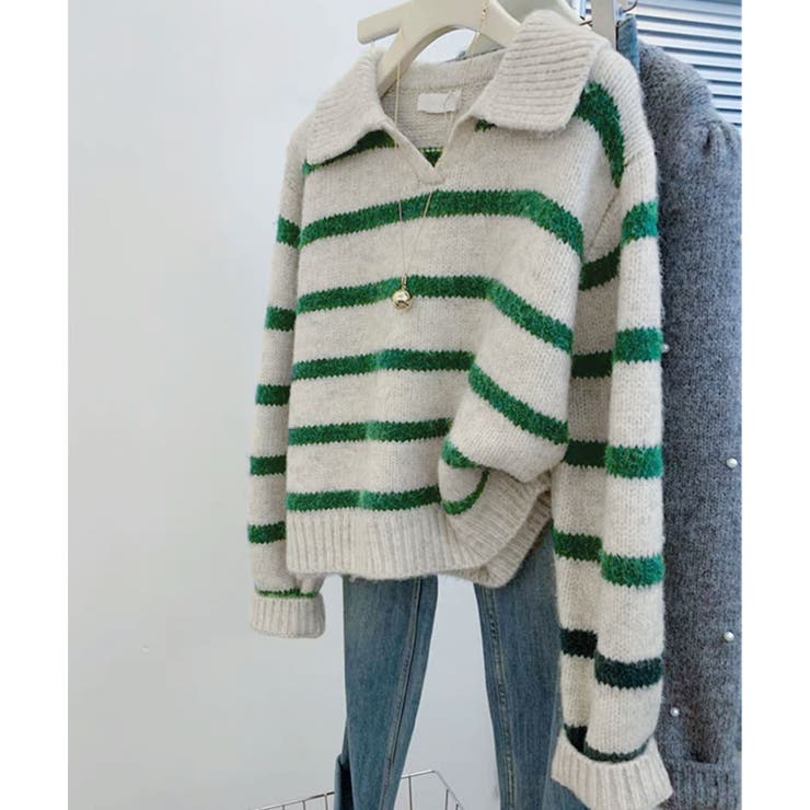 ボーダーニットプルオーバー | aimoha  | 詳細画像1 