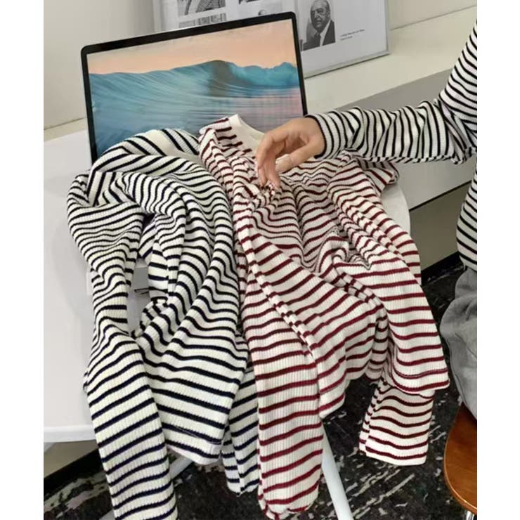 ボーダーカジュアルTシャツ | aimoha  | 詳細画像1 