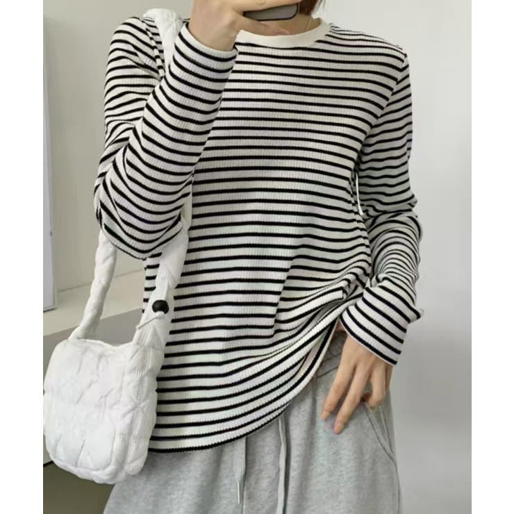 ブラック | ボーダーカジュアルTシャツ | aimoha 