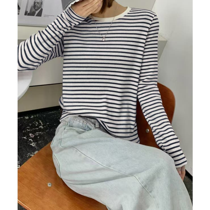 ボーダーカジュアルTシャツ | aimoha  | 詳細画像3 