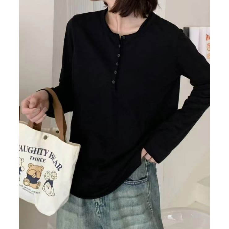 ヘンリーネック長袖Tシャツ | aimoha  | 詳細画像3 