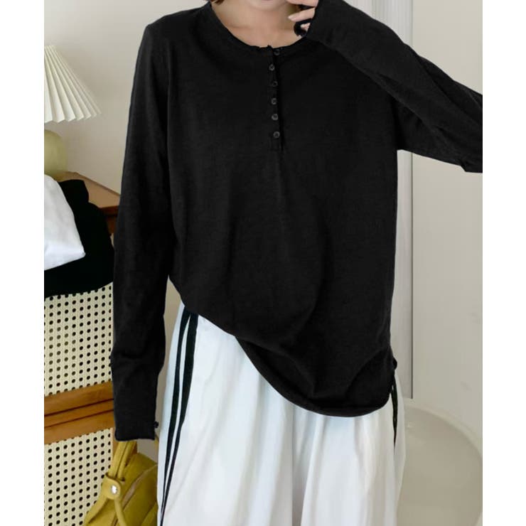 ヘンリーネック長袖Tシャツ[品番：XT000013288]｜aimoha
