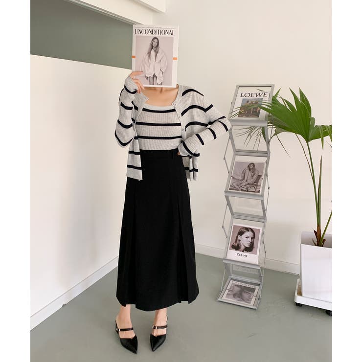 【BANICO】ボックスプリーツ フレア ミディスカート | aimoha  | 詳細画像12 