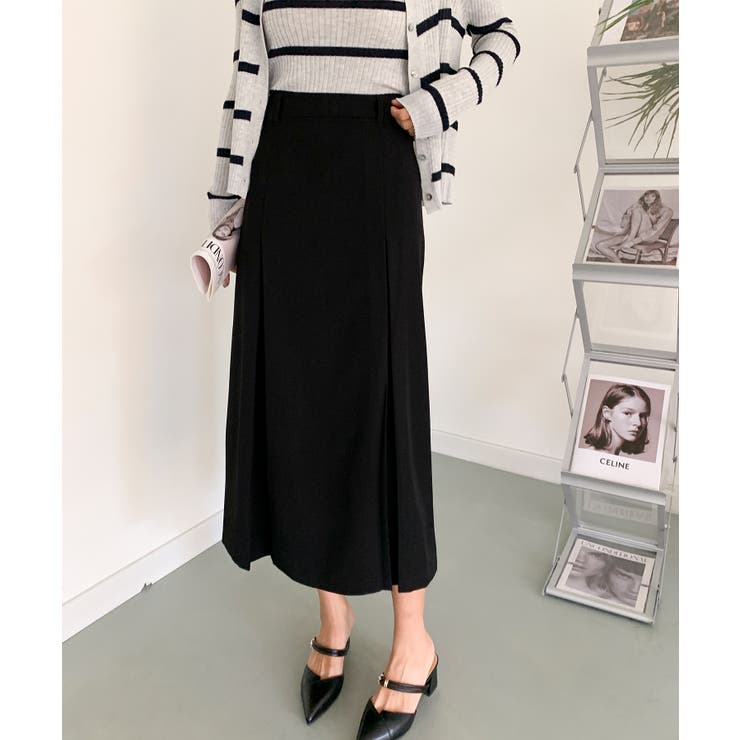 【BANICO】ボックスプリーツ フレア ミディスカート | aimoha  | 詳細画像1 