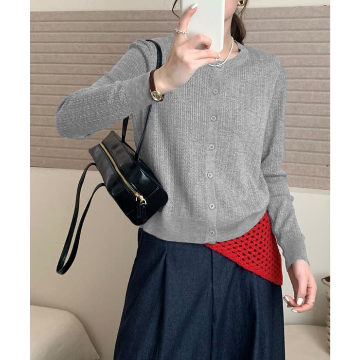 エアリータッチクルーネックニットカーディガン | aimoha  | 詳細画像4 