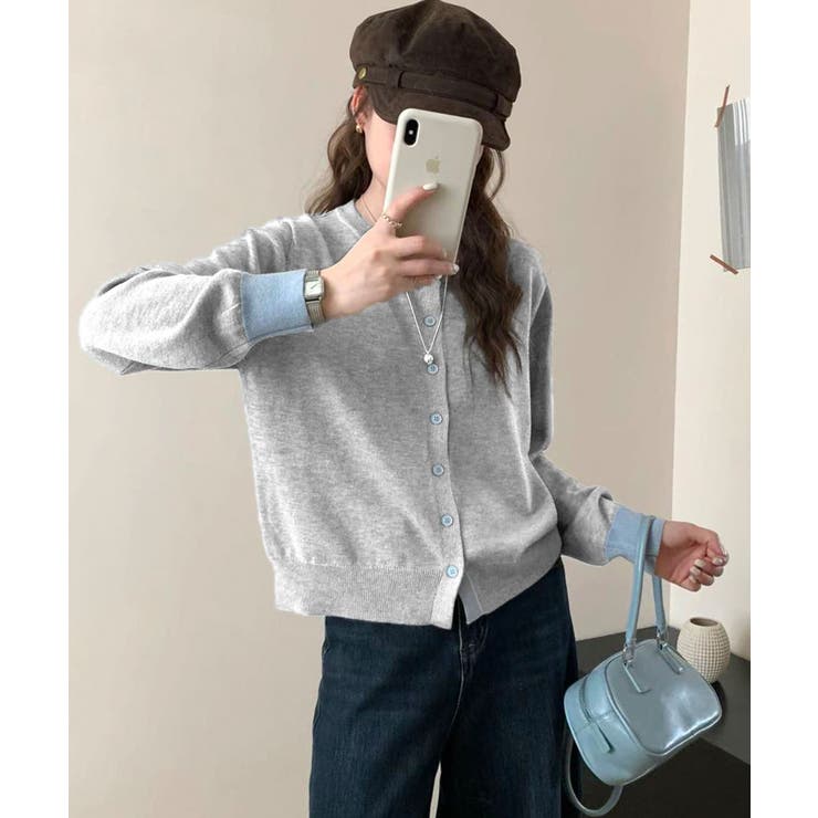 配色リブ ニットカーディガン | aimoha  | 詳細画像3 