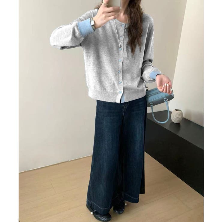 配色リブ ニットカーディガン | aimoha  | 詳細画像4 