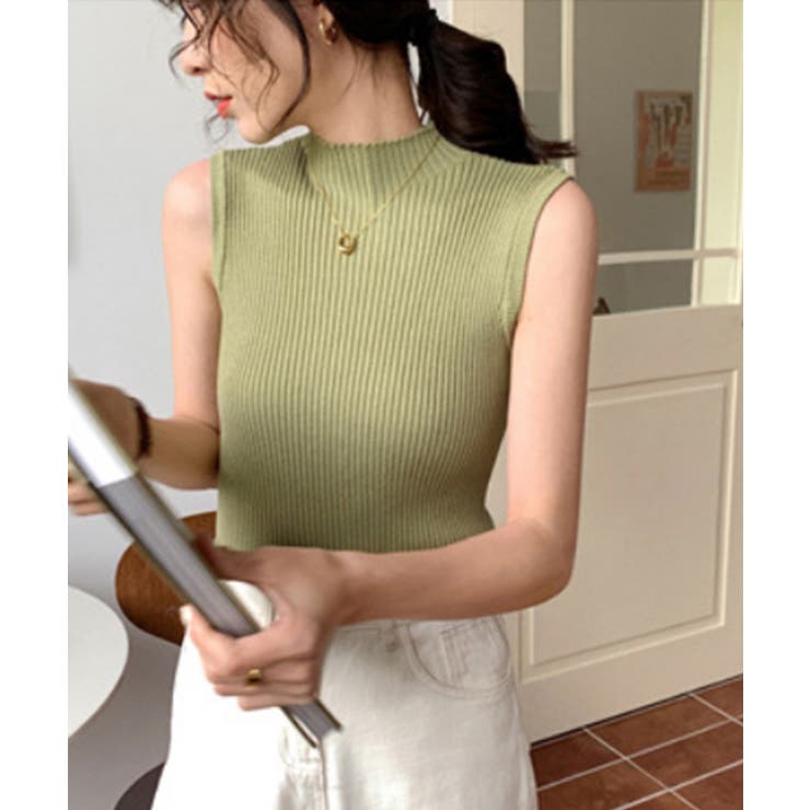 グリーン | 新作 ベスト タートルネック | aimoha 