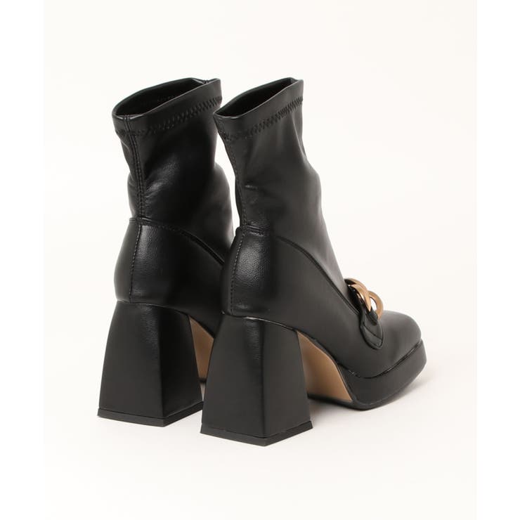 チェーン厚底太ヒールショートブーツ 韓国ファッション ハイウエスト | aimoha  | 詳細画像11 