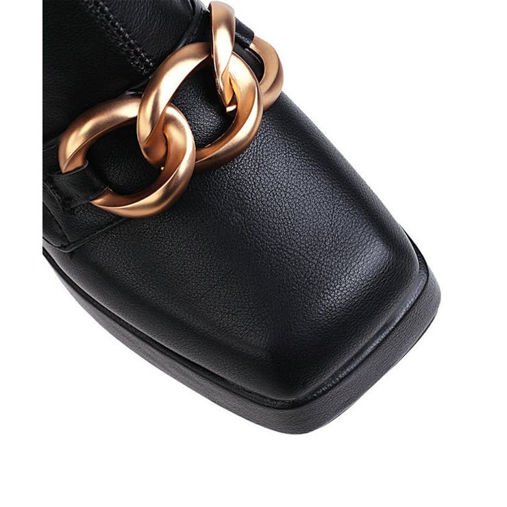 チェーン厚底太ヒールショートブーツ 韓国ファッション ハイウエスト | aimoha  | 詳細画像5 