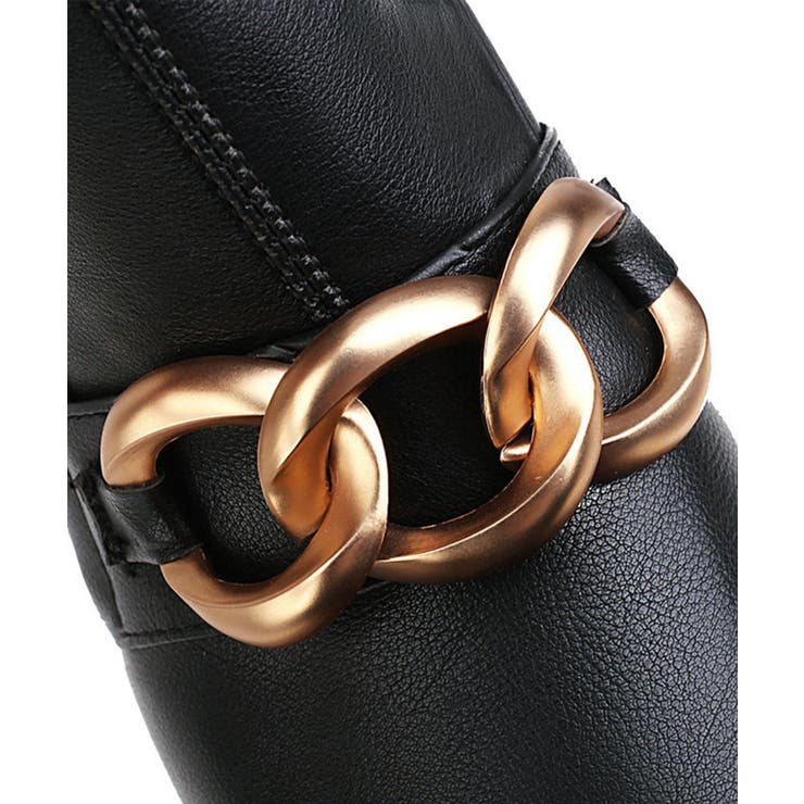 チェーン厚底太ヒールショートブーツ 韓国ファッション ハイウエスト | aimoha  | 詳細画像6 