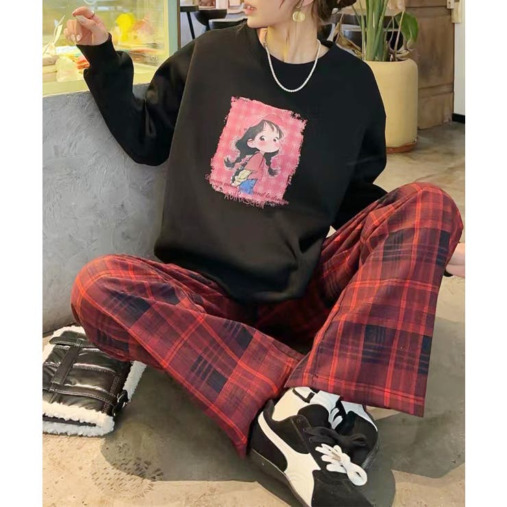 ガールプリント裏起毛スウェット【AW】 | aimoha  | 詳細画像4 