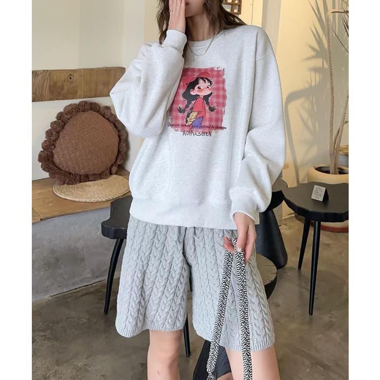 ガールプリント裏起毛スウェット【AW】 | aimoha  | 詳細画像2 