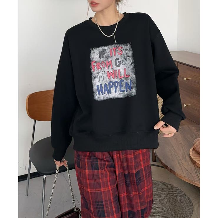 メッセージプリント裏起毛スウェット【AW】 | aimoha  | 詳細画像2 