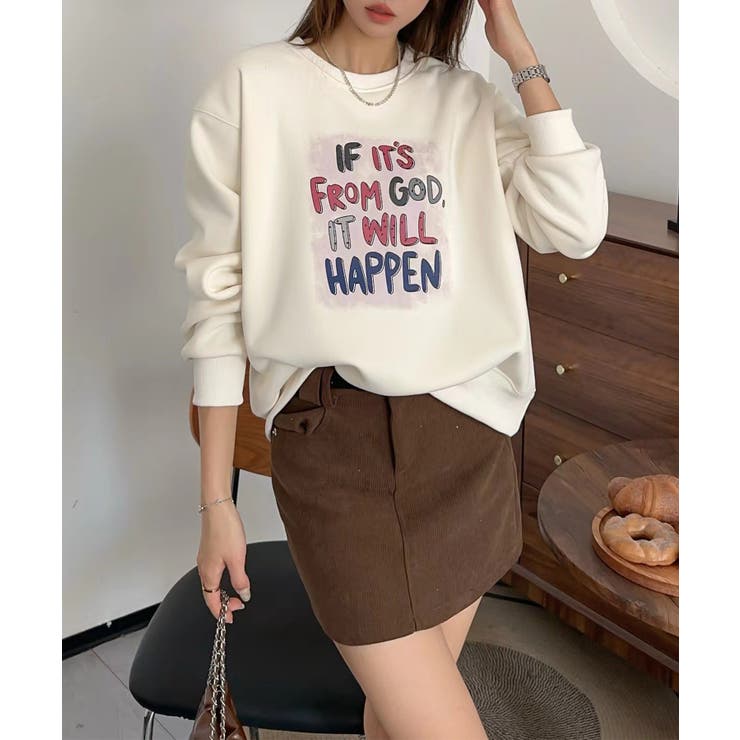 メッセージプリント裏起毛スウェット【AW】 | aimoha  | 詳細画像5 