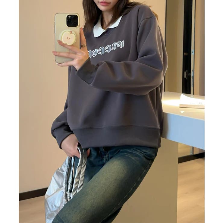 ダークグレー | フェイクレイヤードスウェット | aimoha 