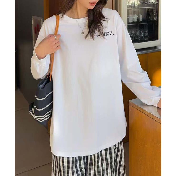 ロゴプリントカジュアル長袖Tシャツ | aimoha  | 詳細画像4 