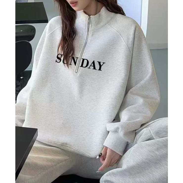 ロゴプリントハーフジップトレーナー | aimoha  | 詳細画像1 